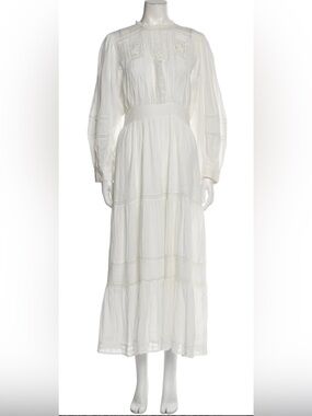 Vanessa Bruno White Tiered Maxi Dress with Pintuck Details